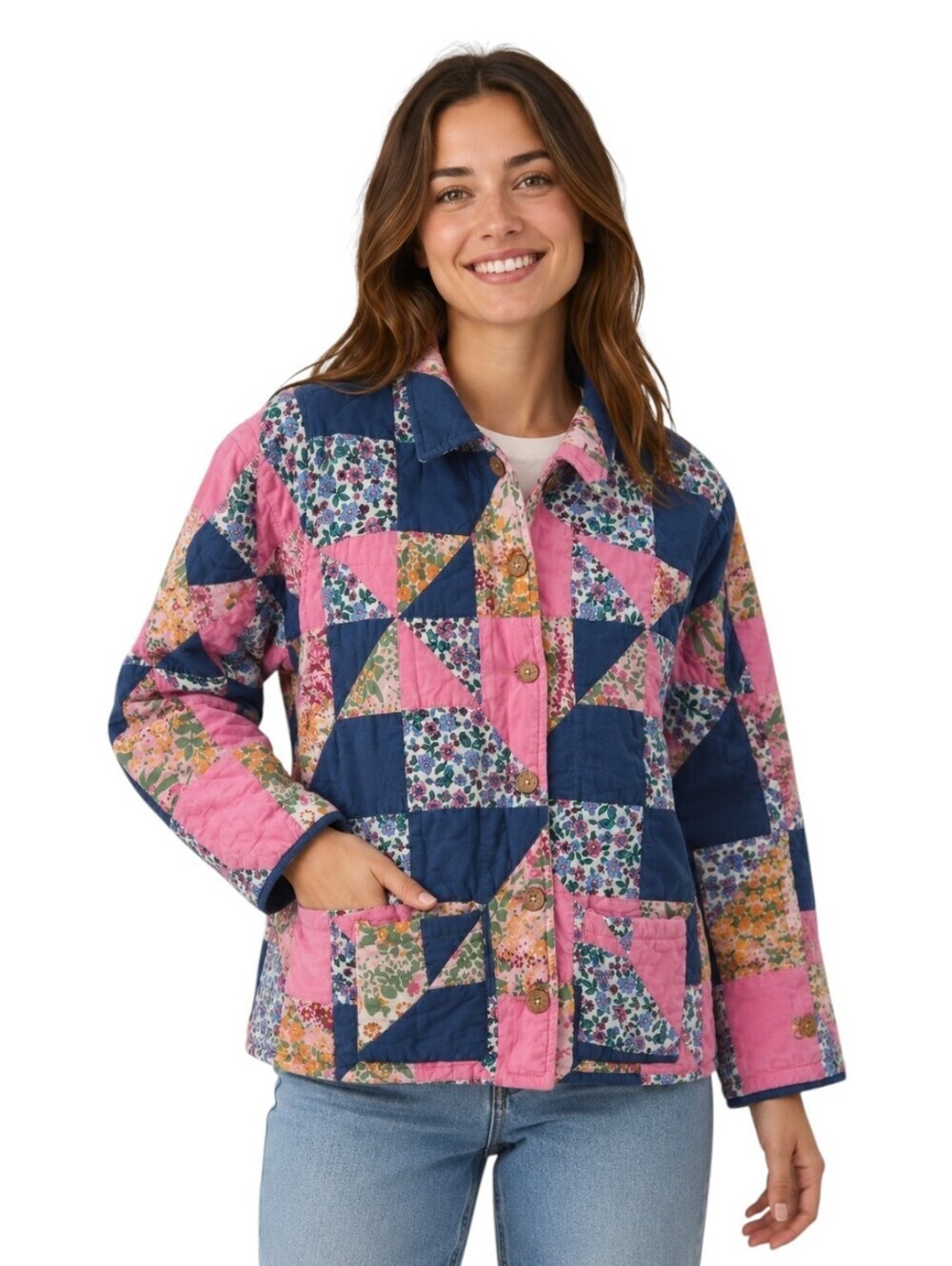 Banjanan Goldfinch Patchwork Quilted Jacket Cotton Coat Women's Large